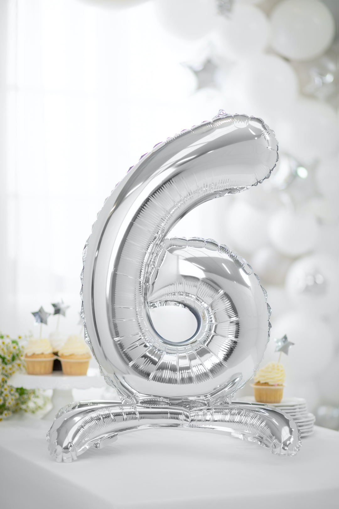 Standing Number Foil Balloon (0-9), silver