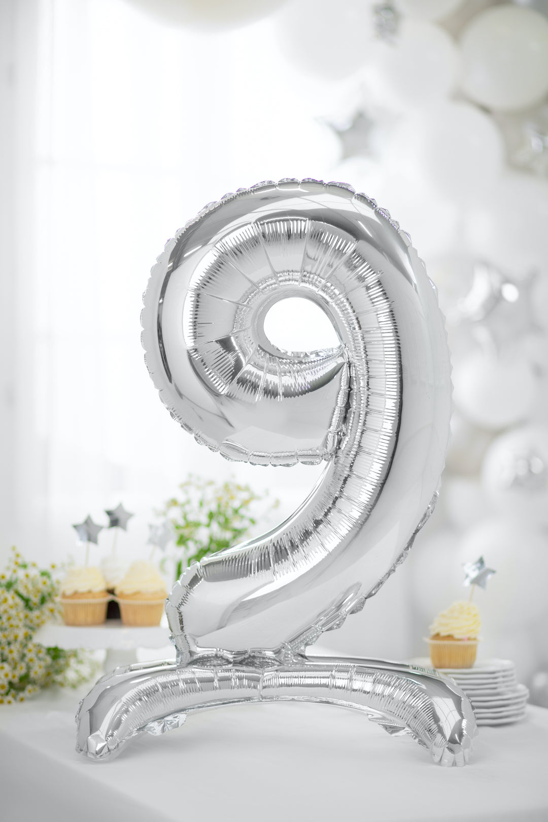 Standing Number Foil Balloon (0-9), silver