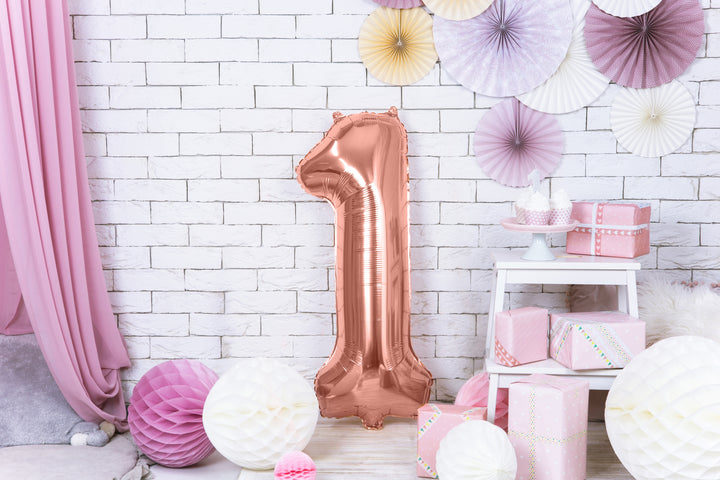 Foil Number Balloon, LARGE (0-9), rose gold