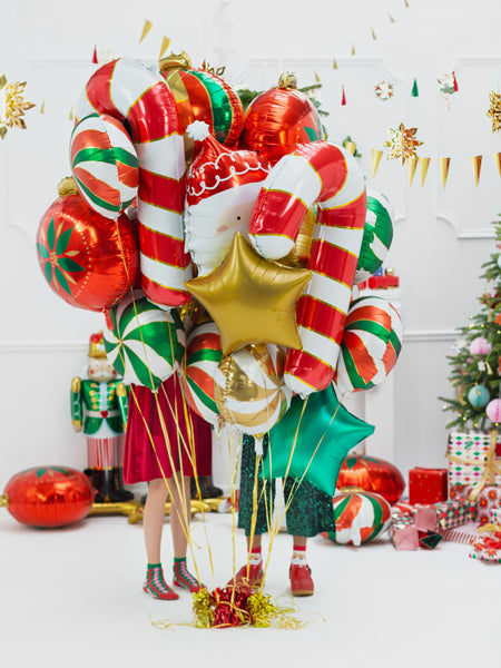 Candy Cane Foil Balloon, red