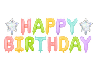 Happy Birthday Foil Balloon Set, rainbow
