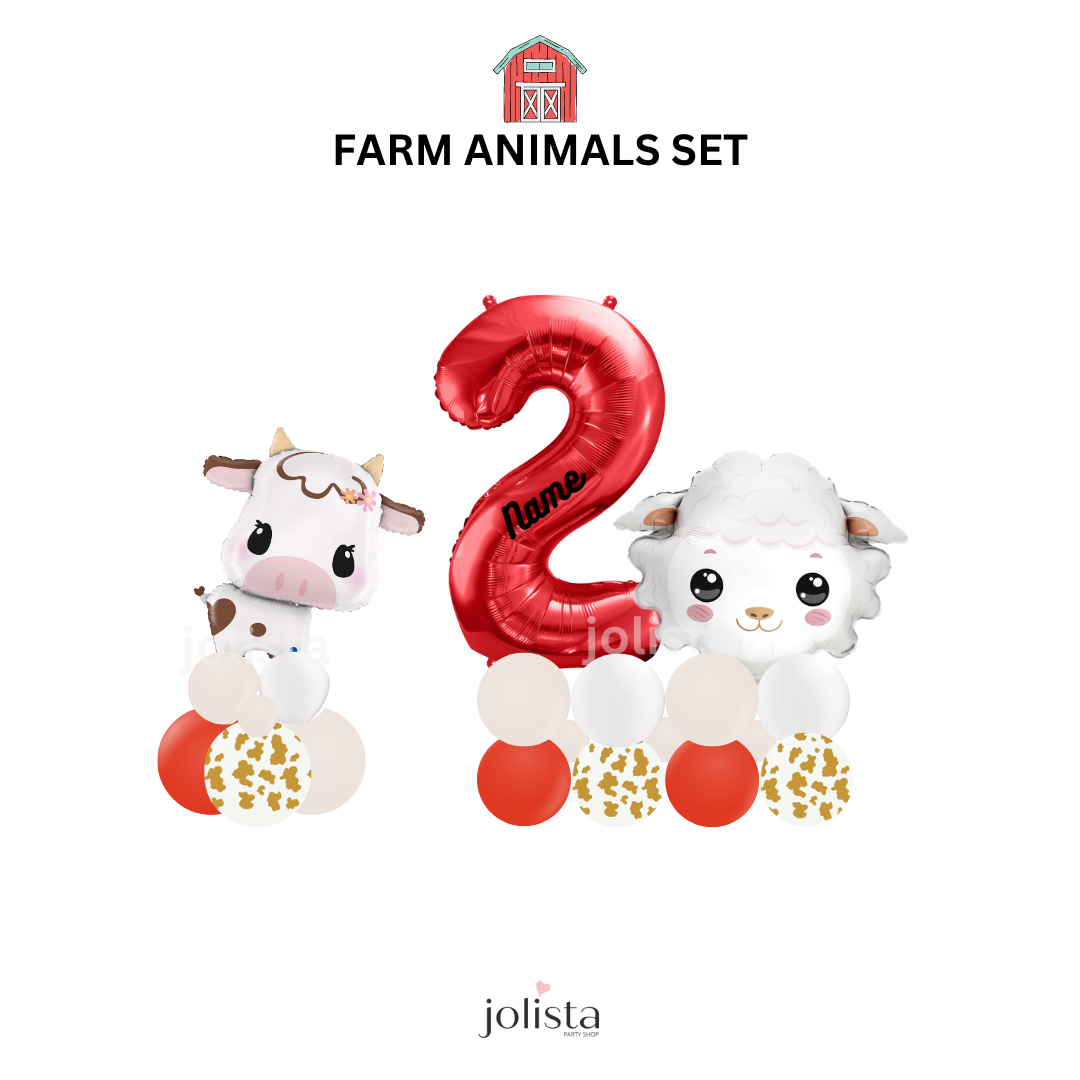 Farm Animals and Number Balloon Set