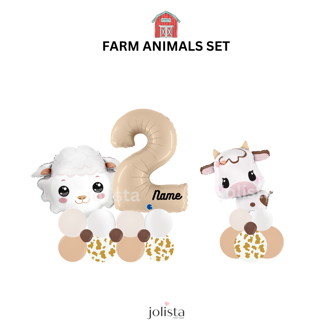 Farm Animals and Number Balloon Set