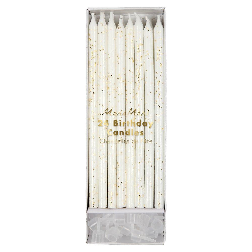Gold Glitter Candles (set of 24)