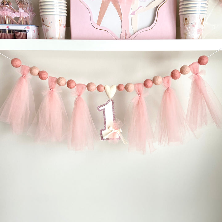 First Birthday High Chair Banner - Ballerina