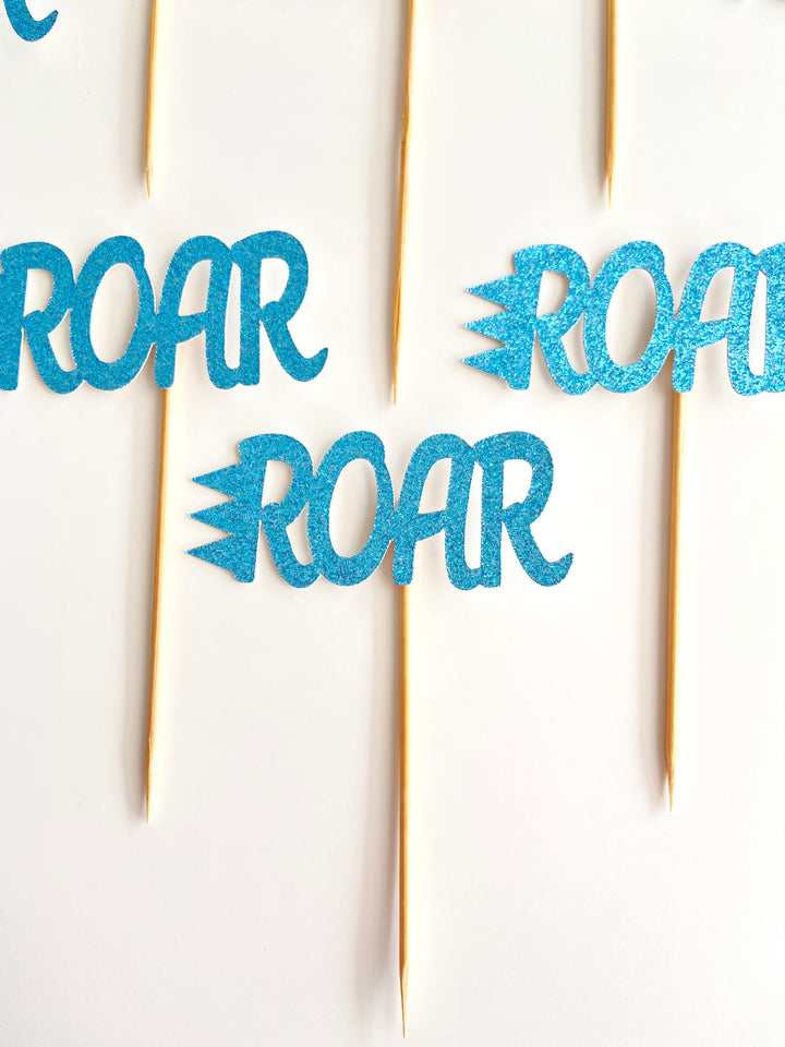 ROAR cupcake toppers, blue