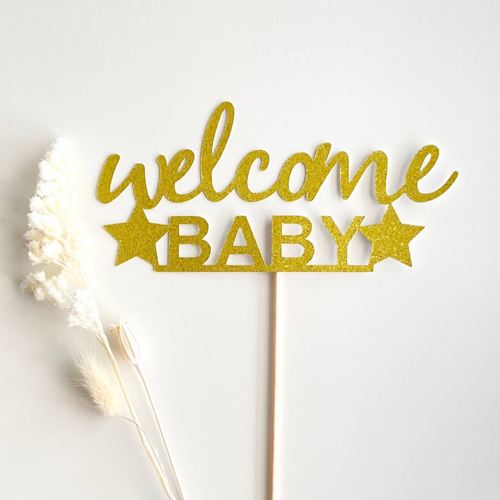 Welcome Baby Glitter Topper