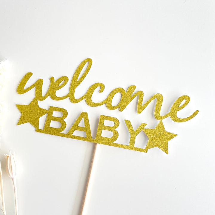 Welcome Baby Glitter Topper