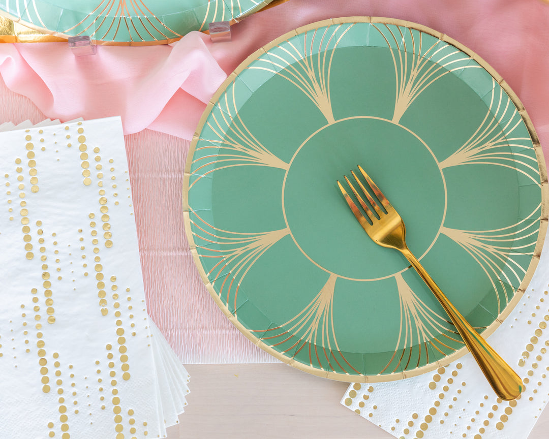 White and Gold Dot Napkins