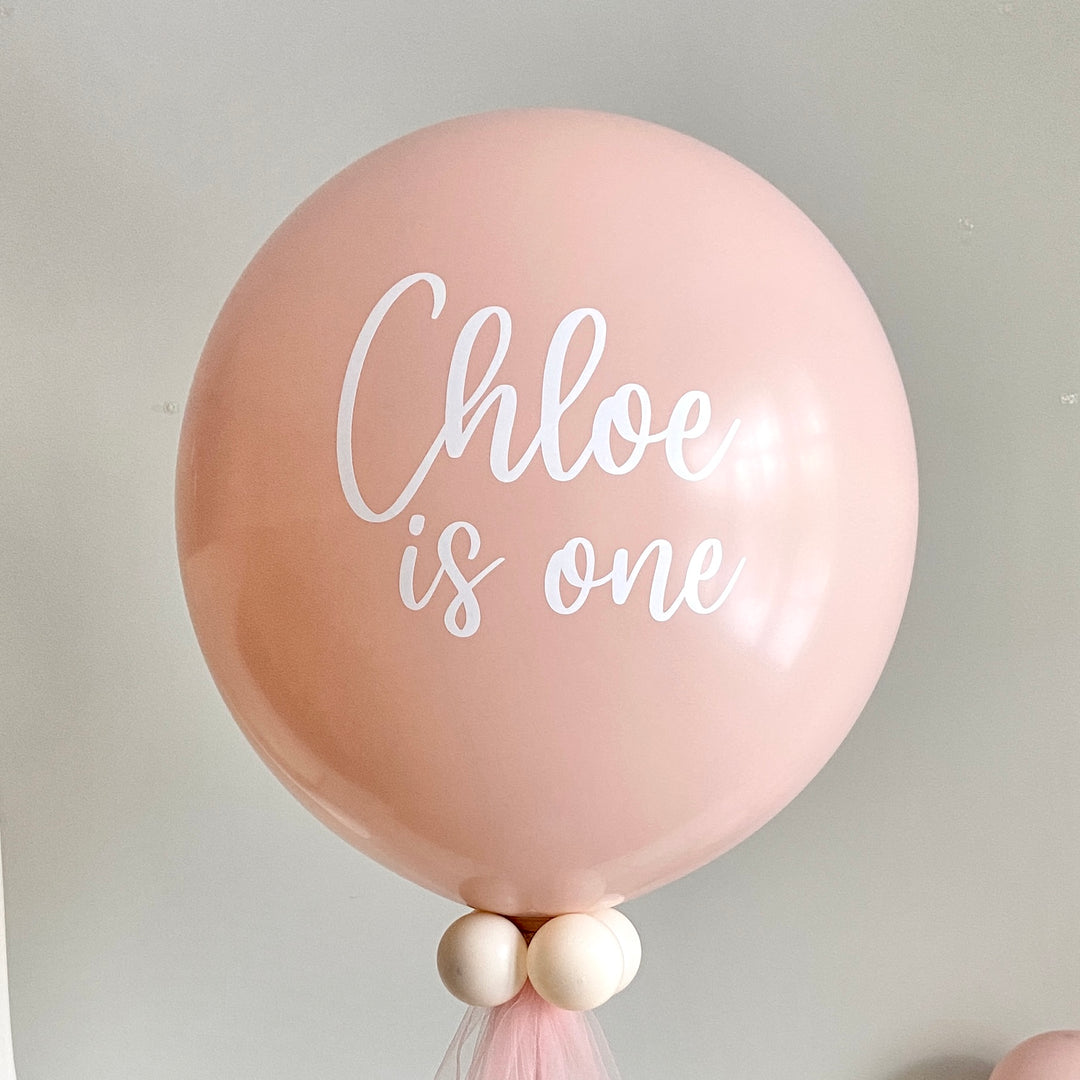 Personalized Jumbo Balloon on Stand, Blush Pink