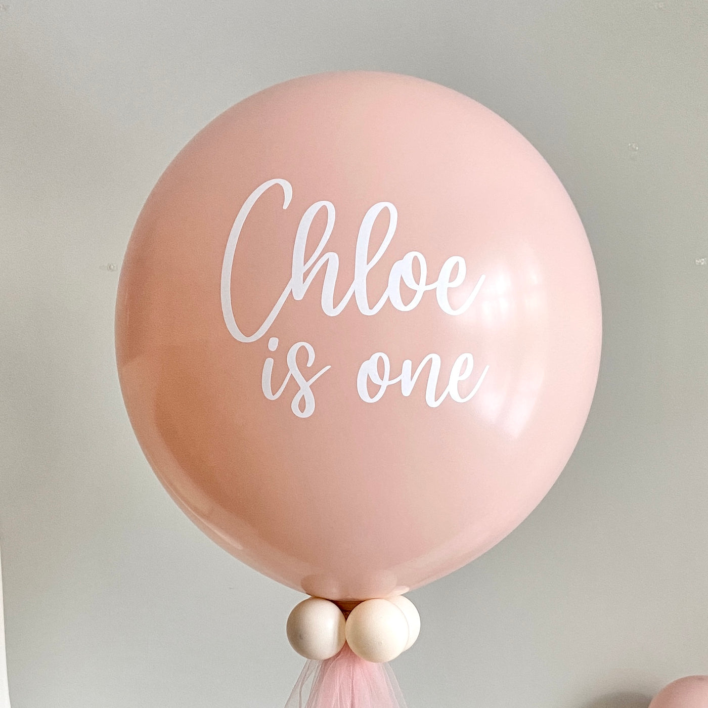 Personalized Jumbo Balloon on Stand, Blush Pink