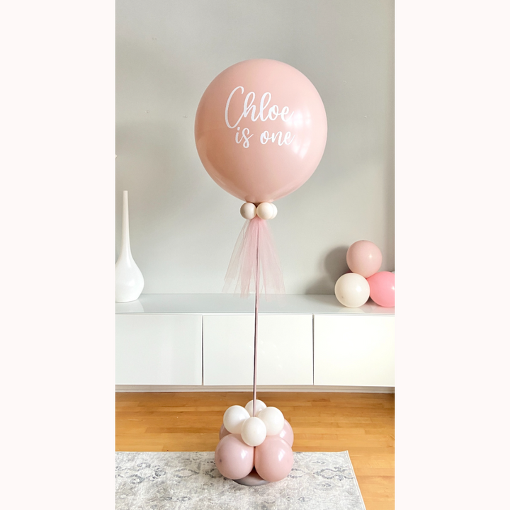 Personalized Jumbo Balloon on Stand, Blush Pink