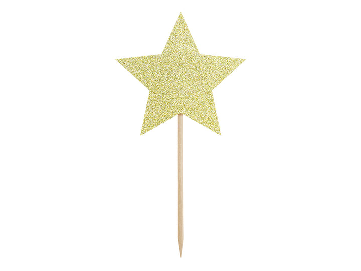 Cupcake toppers - gold stars (set of 6)