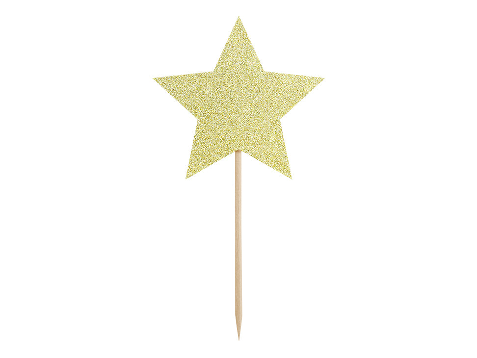 Cupcake toppers - gold stars (set of 6)
