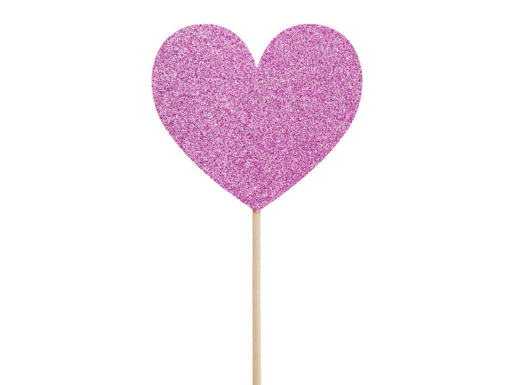 Cupcake toppers - pink hearts (set of 6)