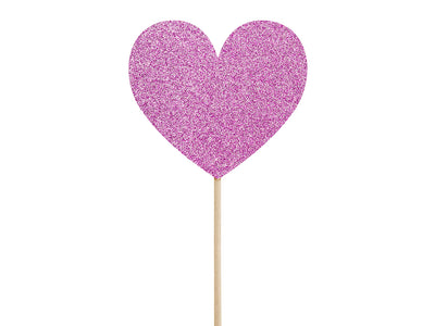 Cupcake toppers - pink hearts (set of 6)