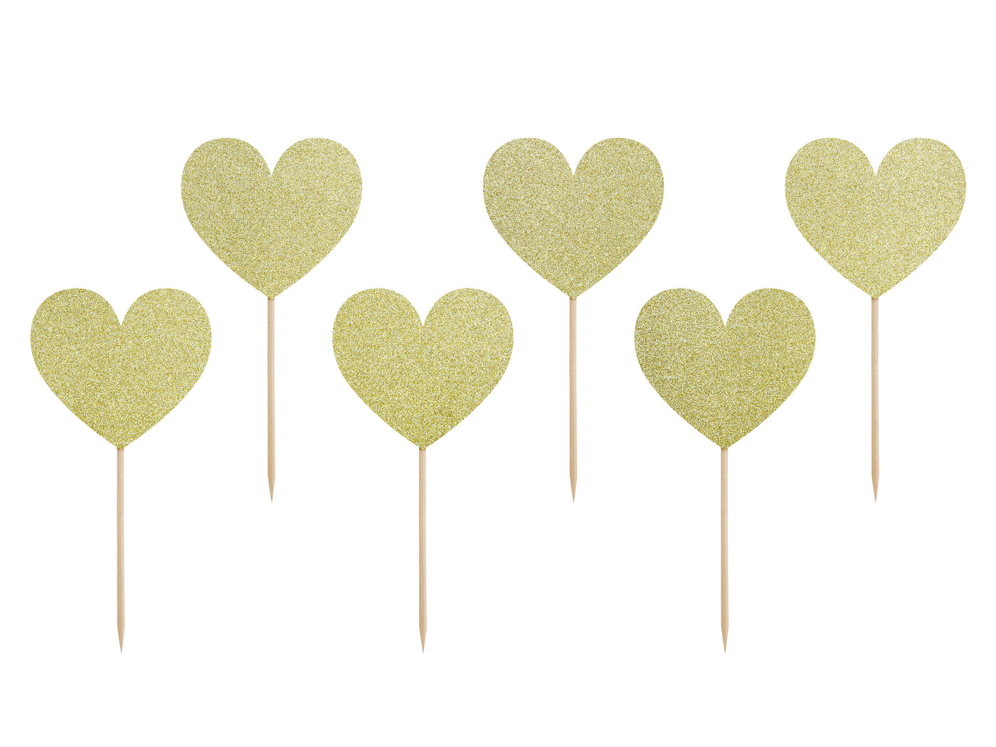 Cupcake toppers, gold hearts (set of 6)