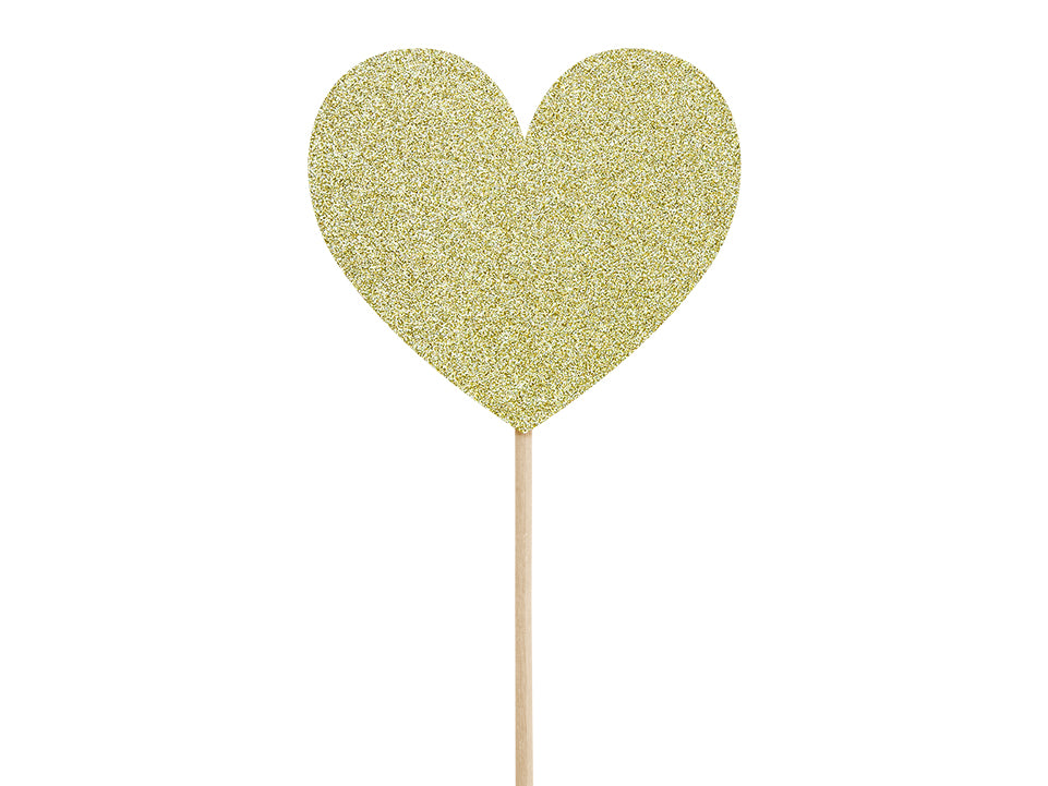 Cupcake toppers, gold hearts (set of 6)