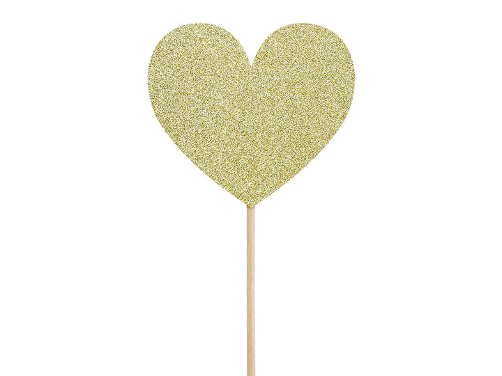 Cupcake toppers, gold hearts (set of 6)