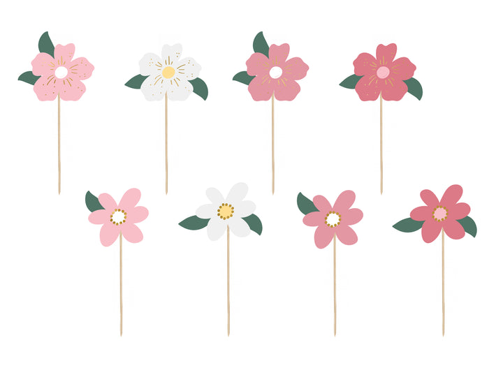 Flower Cupcake Topper Set, pinks