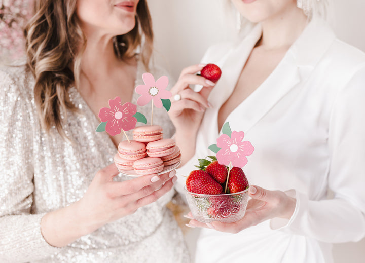 Flower Cupcake Topper Set, pinks