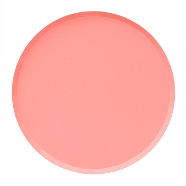 Neon Coral Plates (two sizes) Set of 8
