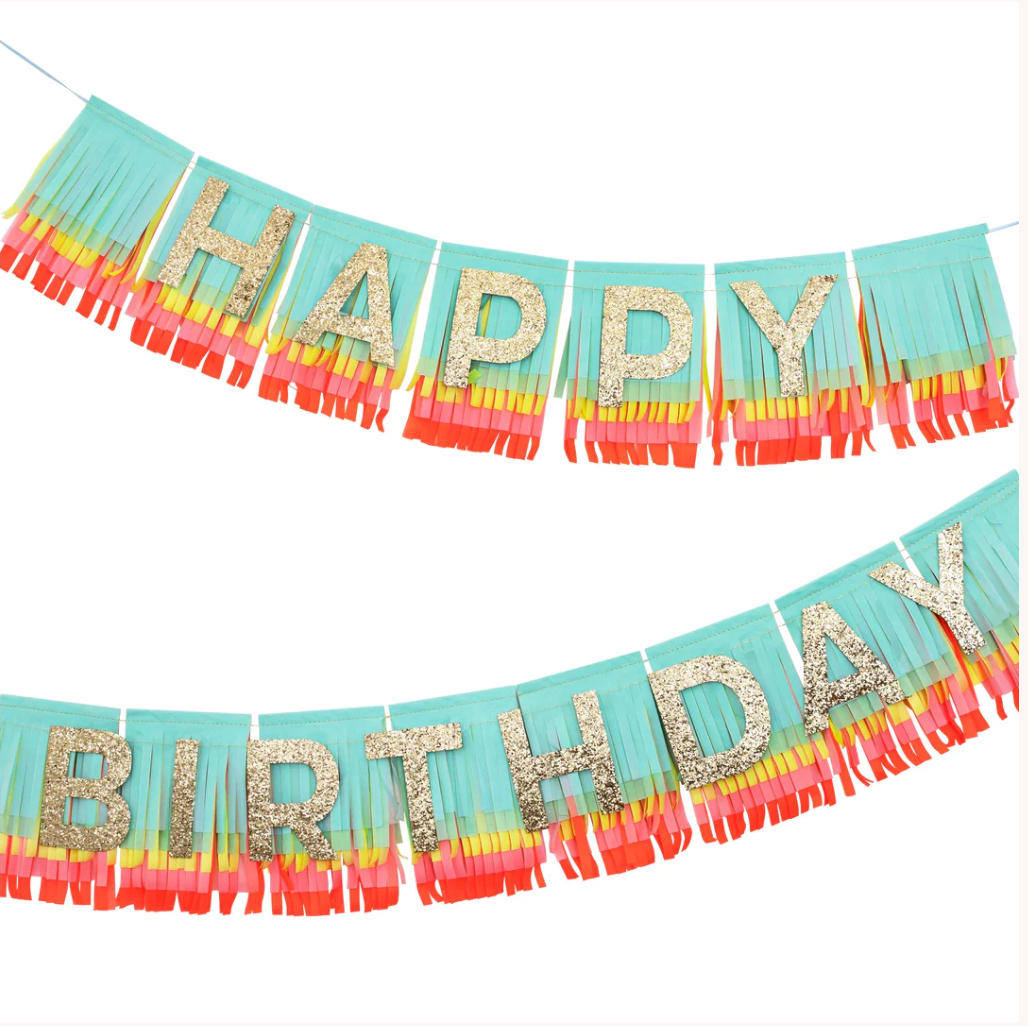 Rainbow Happy Birthday Fringe Garland