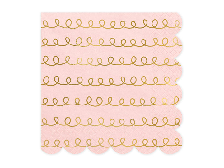 Napkins, pink with gold swirls