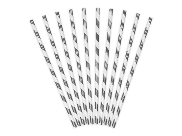 Paper Straws, silver stripe