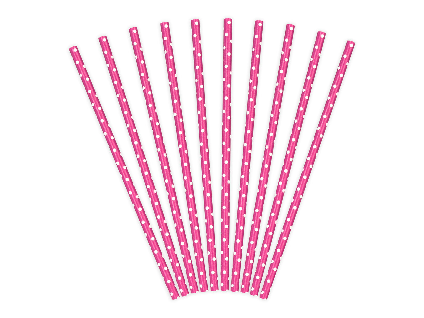 Paper Straws, dark pink, white dots
