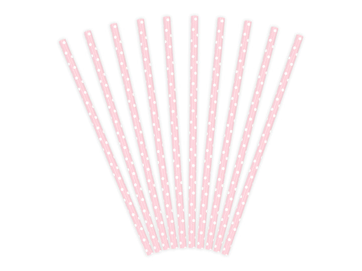 Paper Straws, pink with white dots