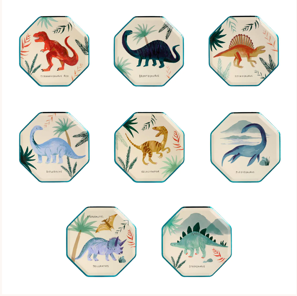 Dinosaur Small Plates Set of 8