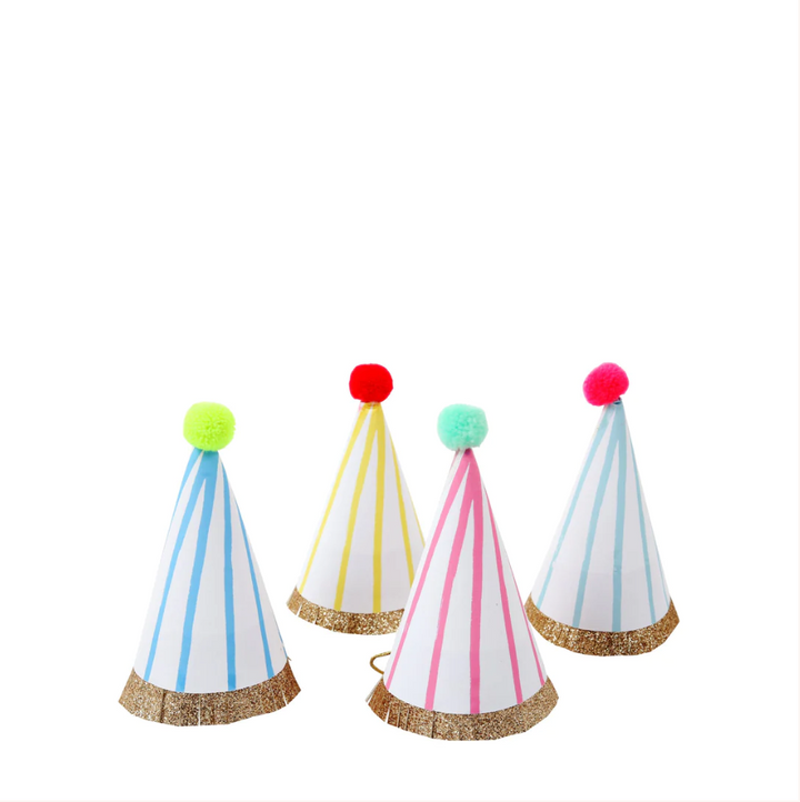 Stripe Pom Pom Mini Party Hats