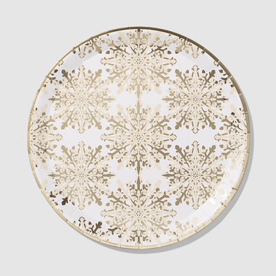 Golden Snowflake Plates (small / large) Set of 10