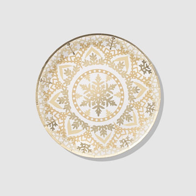 Golden Snowflake Plates (small / large) Set of 10