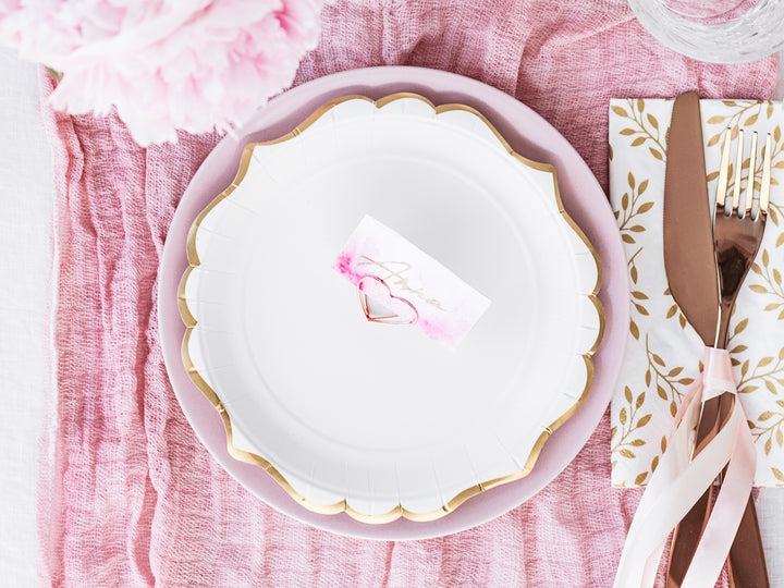 White and Gold Scalloped Plates (set of 6)