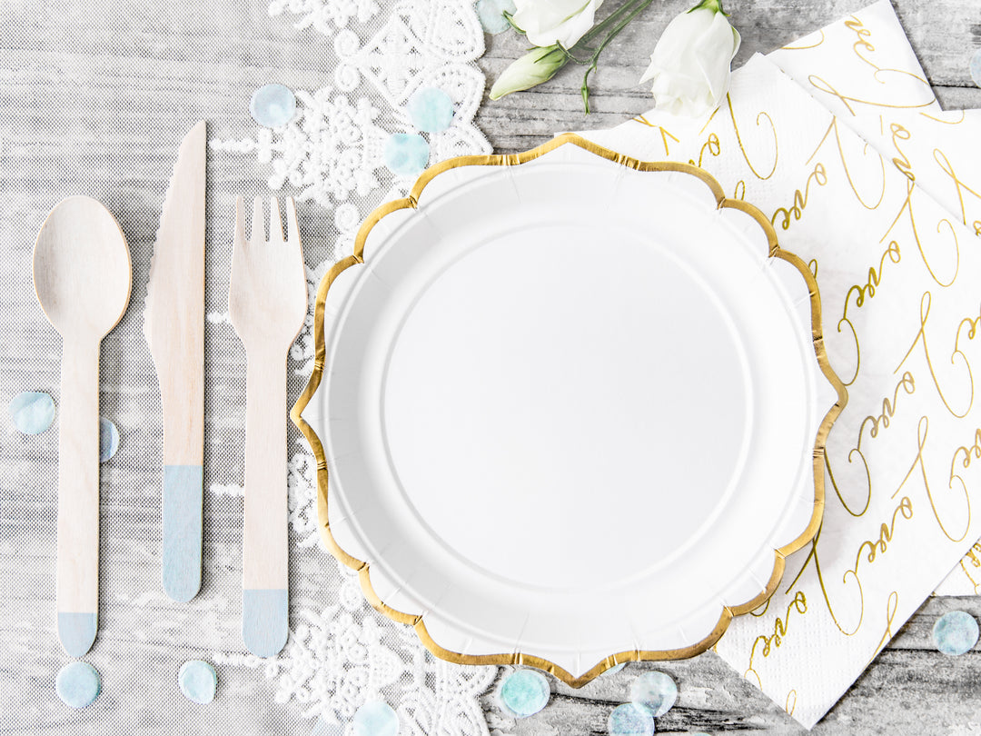 White and Gold Scalloped Plates (set of 6)