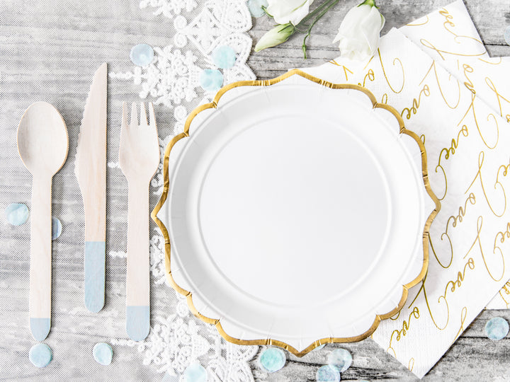 White and Gold Scalloped Plates (set of 6)