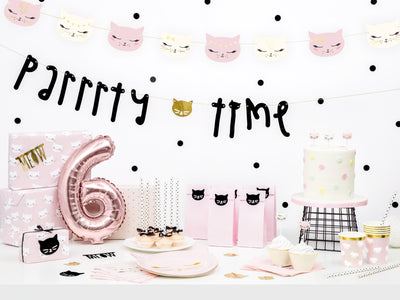 Paper Plates Pink Cat, set of 6