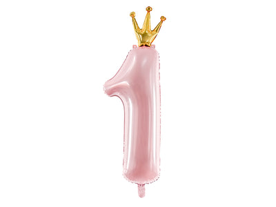 Foil Balloon Crown Number ''1'', pink