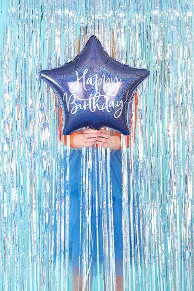 Foil balloon Happy Birthday, navy blue