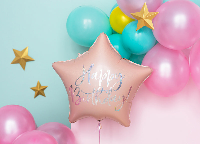 Foil balloon Happy Birthday, light pink