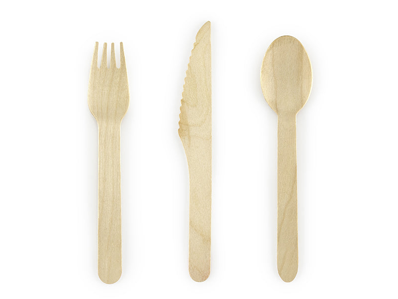 Wooden cutlery, simple (18 piece set)