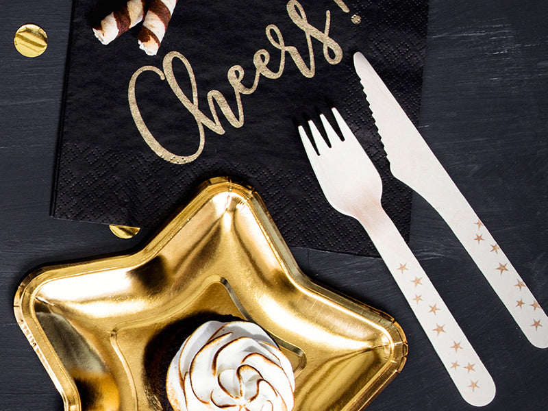 Wooden Cutlery, gold stars (18 piece set)