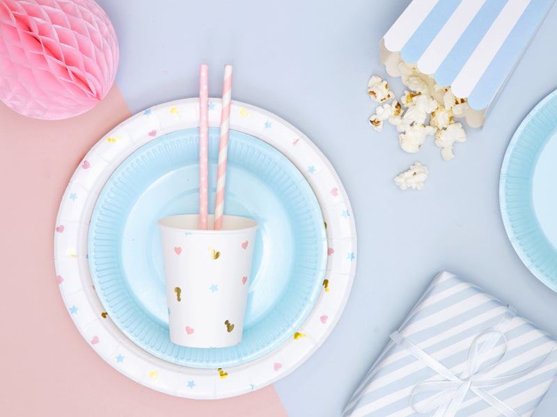 Paper Straws, pink with white dots