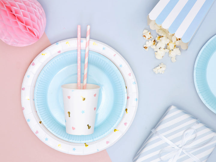 Paper Straws, pink with white dots