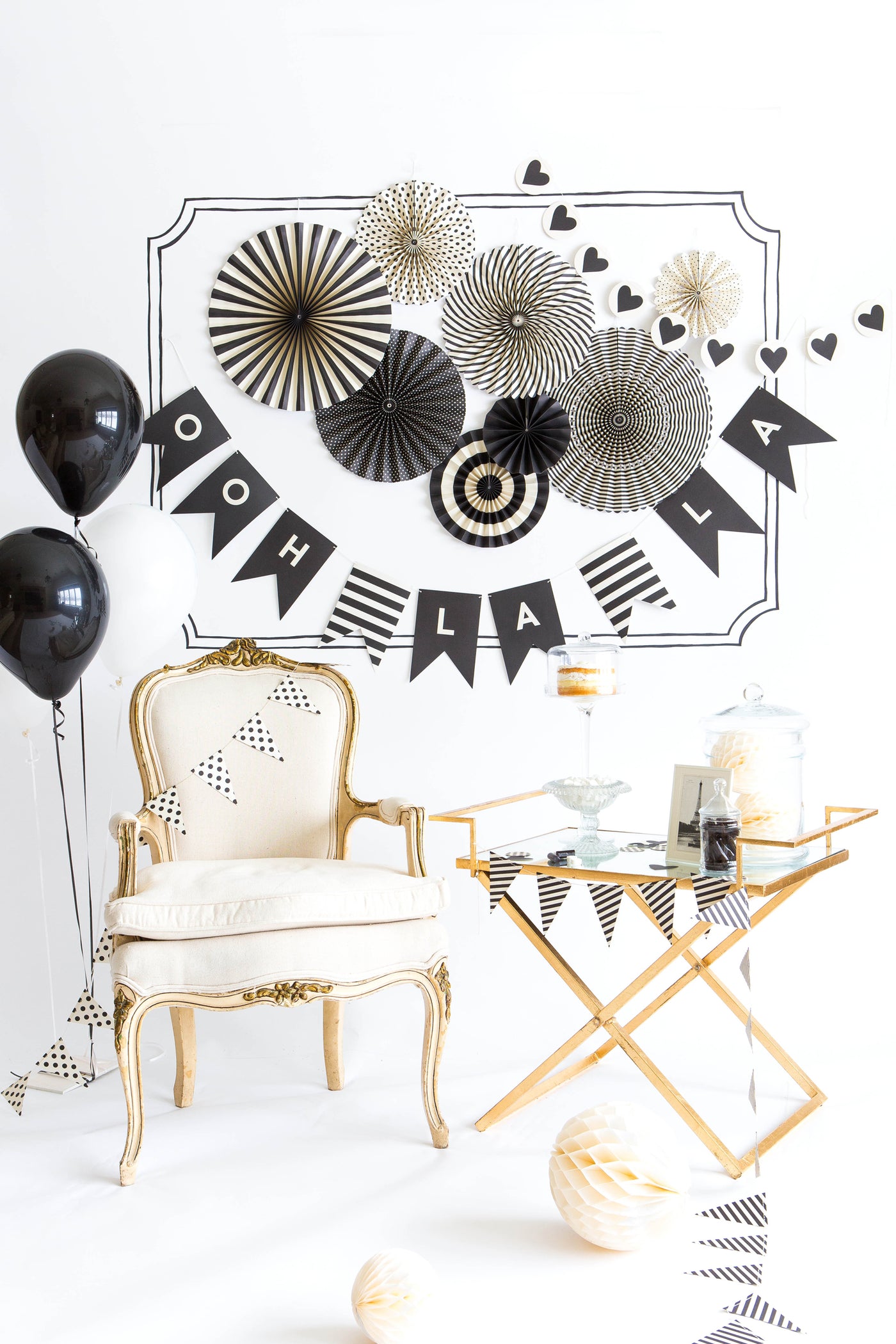 Party Fans, Black and Cream