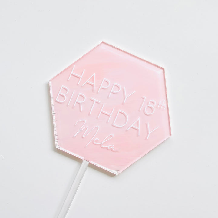 Happy Birthday Hexagon Acrylic Topper