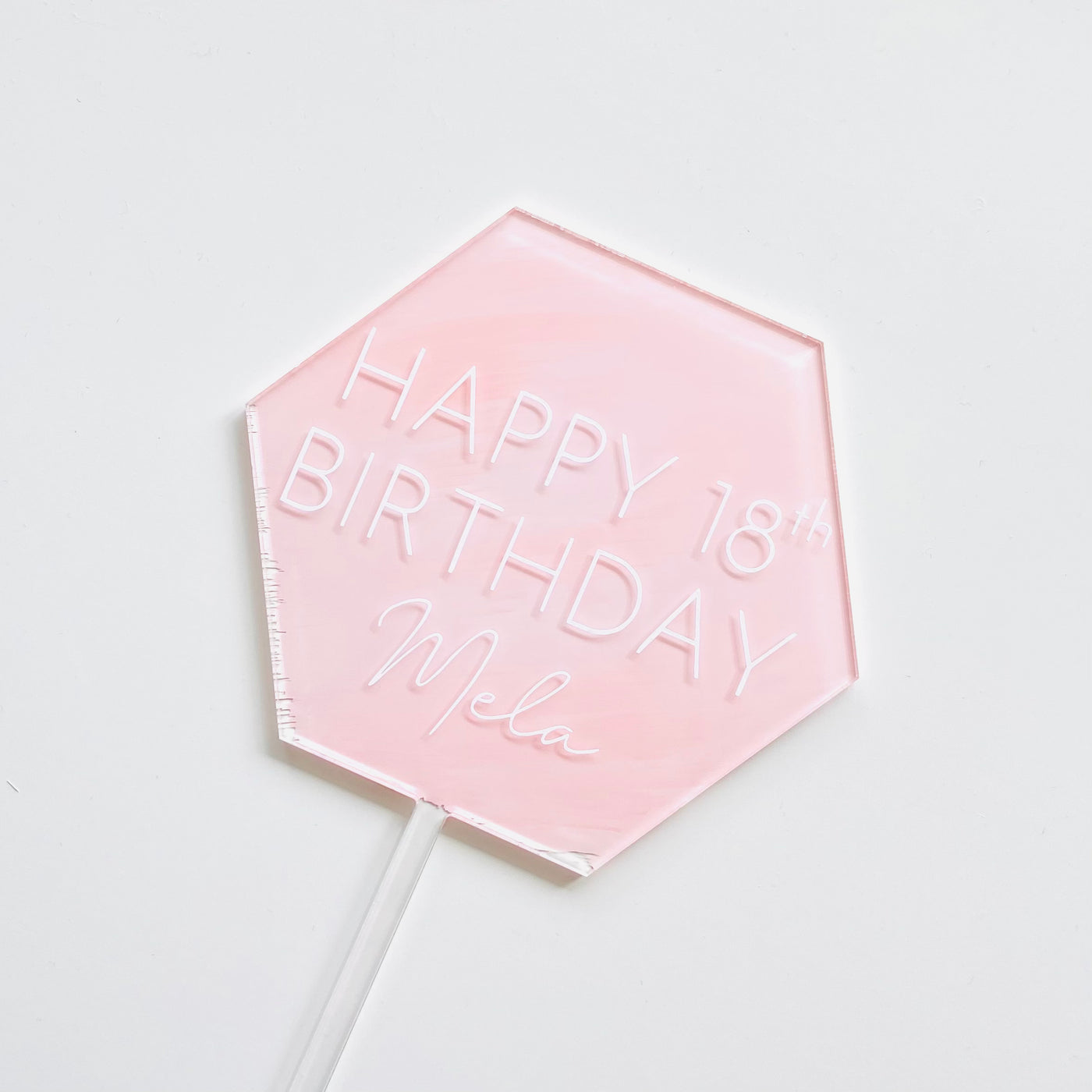 Happy Birthday Hexagon Acrylic Topper
