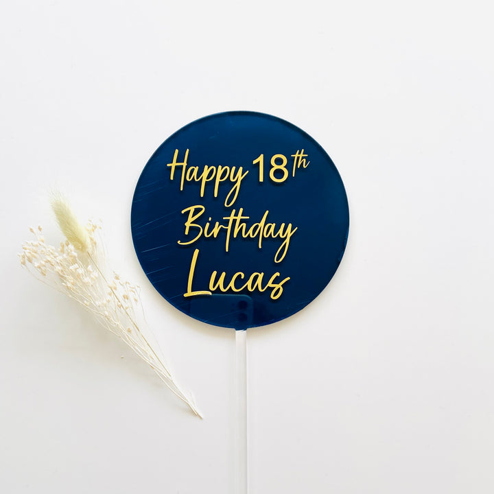 Happy Birthday Round Acrylic Topper